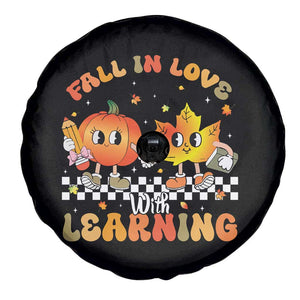 Autumn Teacher Spare Tire Cover Retro Fall In Love With Learning Thanksgiving Pumpkin TS10 Print Your Wear