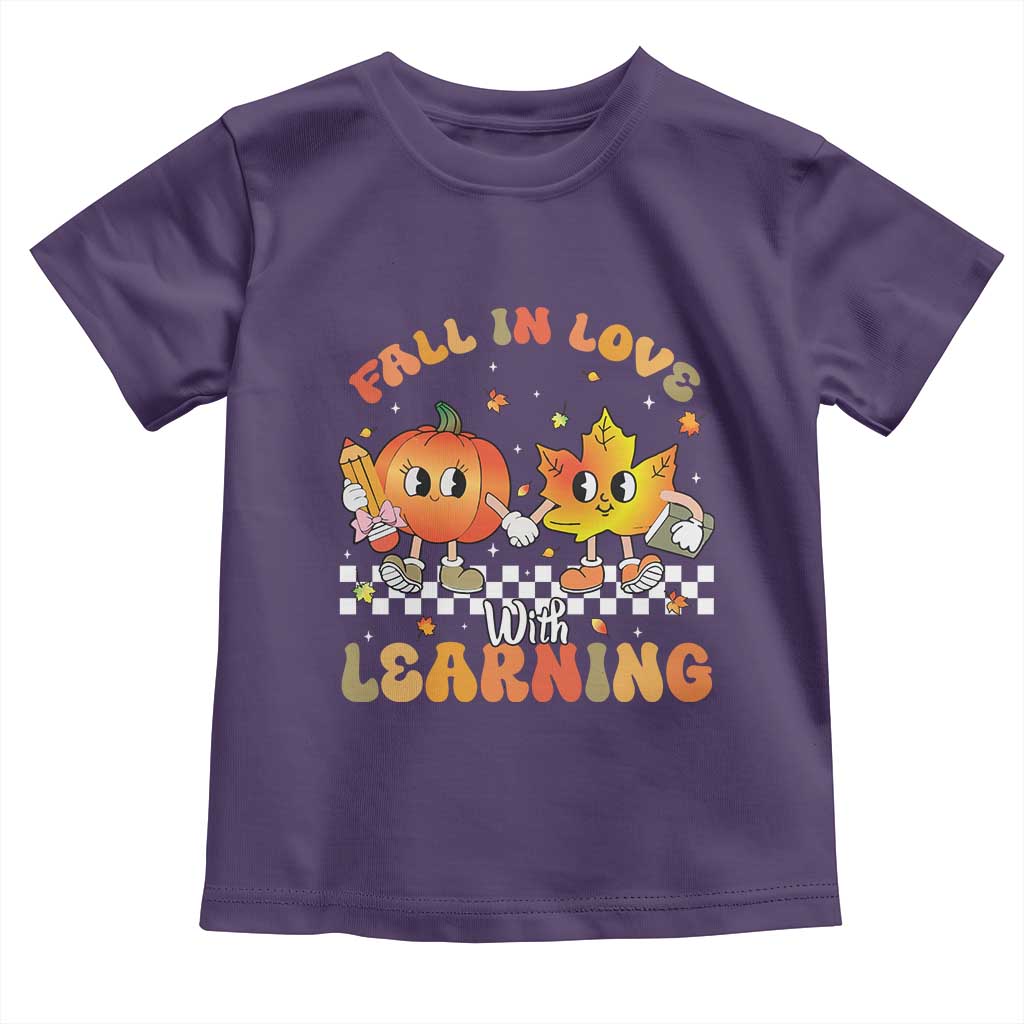 Autumn Teacher Toddler T Shirt Retro Fall In Love With Learning Thanksgiving Pumpkin TS10 Purple Print Your Wear