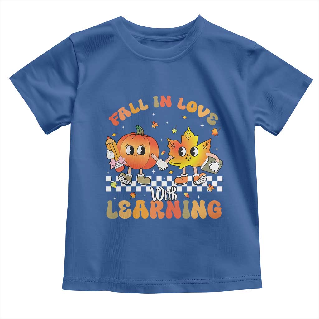 Autumn Teacher Toddler T Shirt Retro Fall In Love With Learning Thanksgiving Pumpkin TS10 Royal Blue Print Your Wear