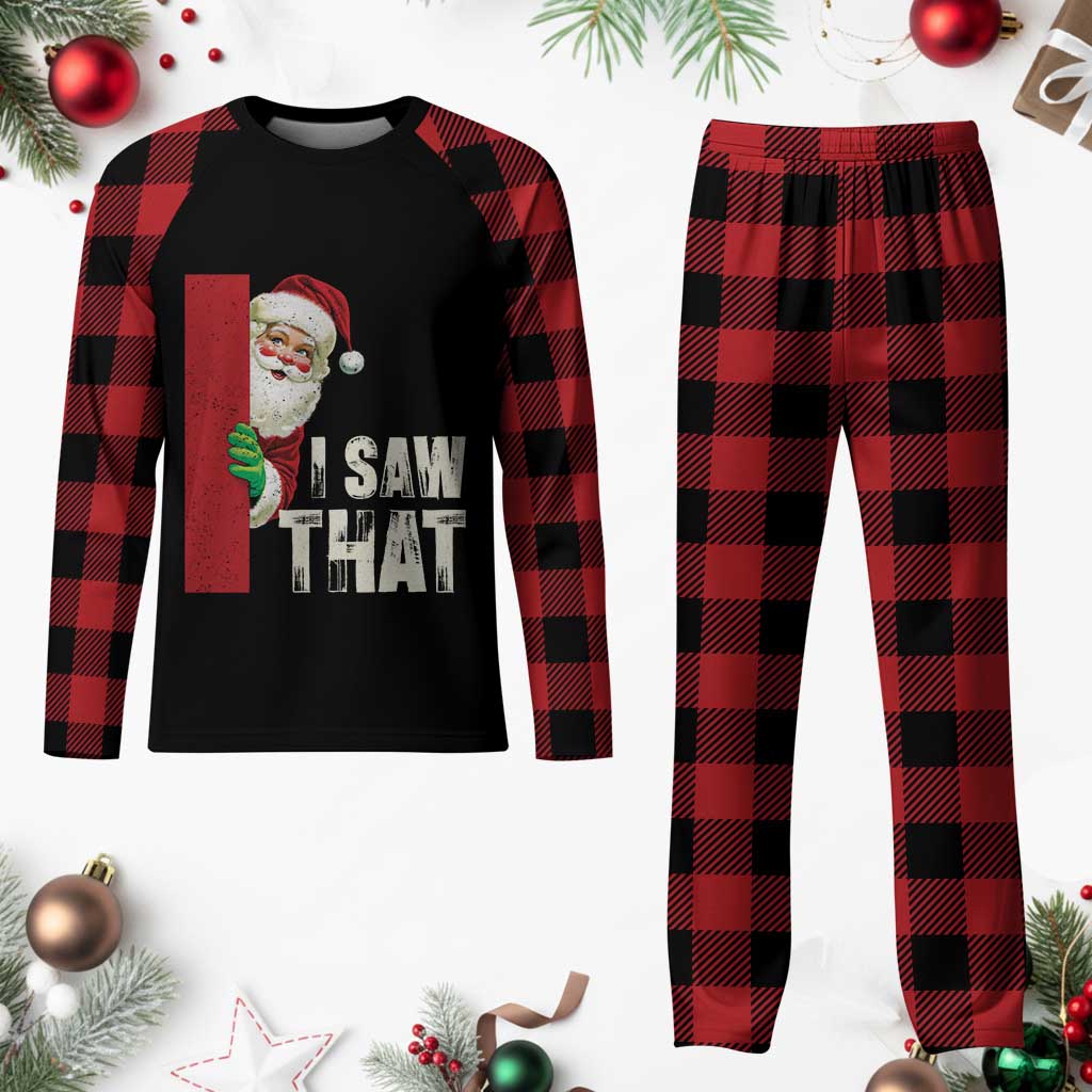 Funny Santa Plaid Pajama Set I Saw That Vintage Retro Style TS10 Buffalo Plaid Print Your Wear