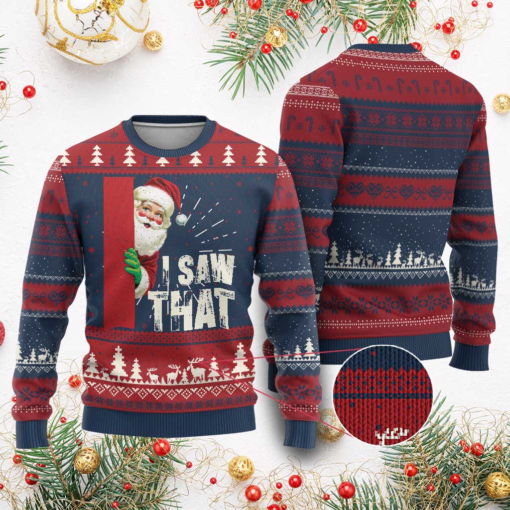 Funny Santa Ugly Christmas Sweater I Saw That Vintage Retro Style TS10 Burgundy Print Your Wear