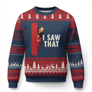 Funny Jesus I Saw That Ugly Christmas Sweater Retro Christian Meme TS10 Navy Red Print Your Wear