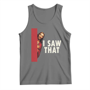 Funny Jesus I Saw That Tank Top Retro Christian Meme TS10 Black Heather Print Your Wear