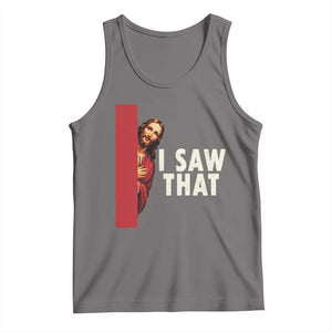 Funny Jesus I Saw That Tank Top Retro Christian Meme TS10 Deep Heather Print Your Wear