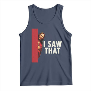 Funny Jesus I Saw That Tank Top Retro Christian Meme TS10 Navy Print Your Wear