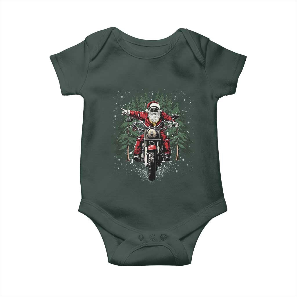Christmas Motorcycle Baby Onesie Santa Biker Riding Motorcycle TS10 Print Your Wear