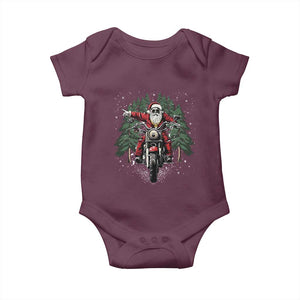 Christmas Motorcycle Baby Onesie Santa Biker Riding Motorcycle TS10 Maroon Print Your Wear