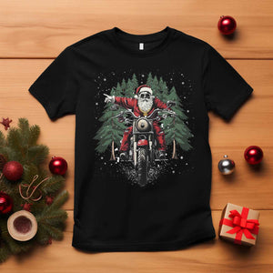 Christmas Motorcycle T Shirt Santa Biker Riding Motorcycle TS10 Black Print Your Wear