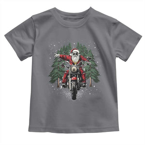 Christmas Motorcycle Toddler T Shirt Santa Biker Riding Motorcycle TS10 Charcoal Print Your Wear