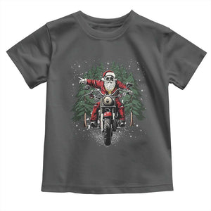 Christmas Motorcycle Toddler T Shirt Santa Biker Riding Motorcycle TS10 Dark Heather Print Your Wear
