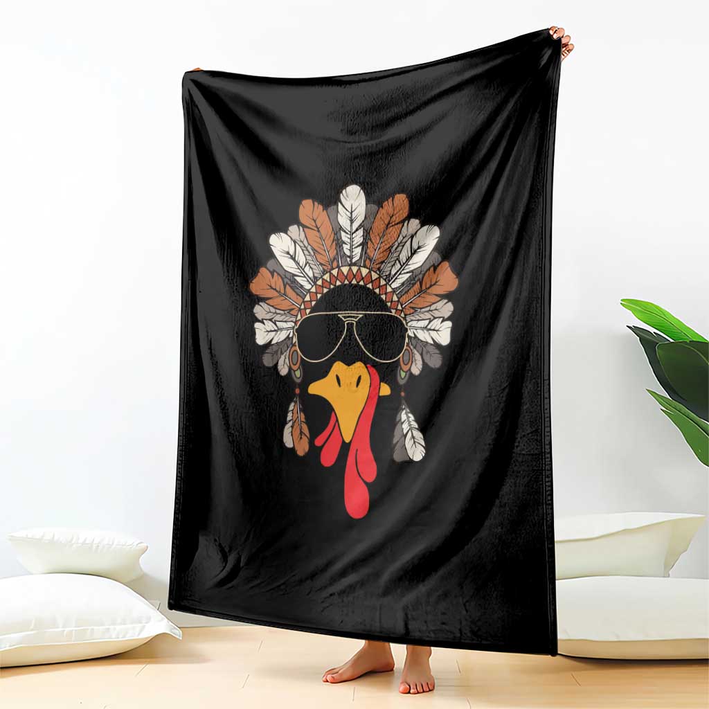 Funny Turkey Face Throw Blanket Family Matching Native Hat Cute Fall Thanksgiving TS10 Print Your Wear