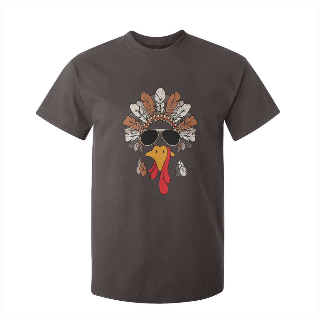 Funny Turkey Face T Shirt For Kid Family Matching Native Hat Cute Fall Thanksgiving TS10 Dark Chocolate Print Your Wear