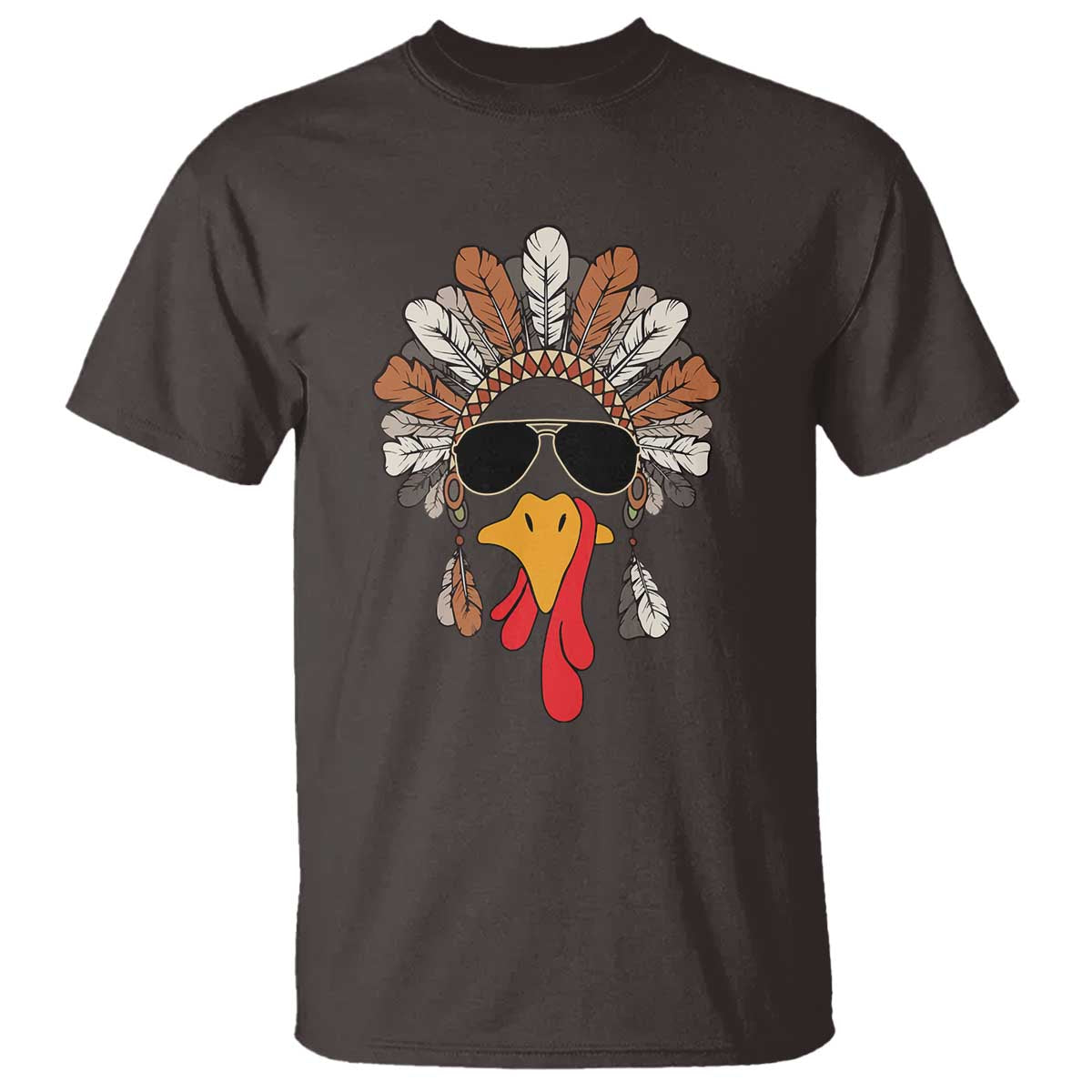 Funny Turkey Face T Shirt Family Matching Native Hat Cute Fall Thanksgiving TS10 Dark Chocolate Print Your Wear