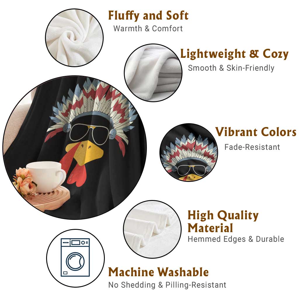 Funny Turkey Face Throw Blanket Thanksgiving Family Group Native American Costumes TS10 Print Your Wear