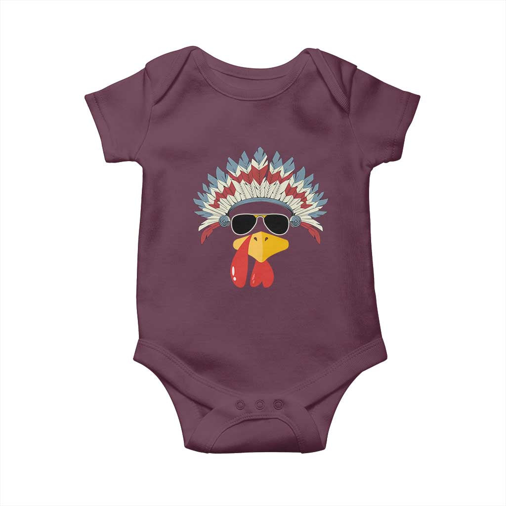 Funny Turkey Face Baby Onesie Thanksgiving Family Group Native American Costumes TS10 Maroon Print Your Wear