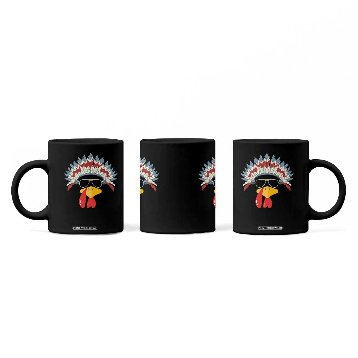 Funny Turkey Face Coffee Mug Thanksgiving Family Group Native American Costumes TS10 Print Your Wear