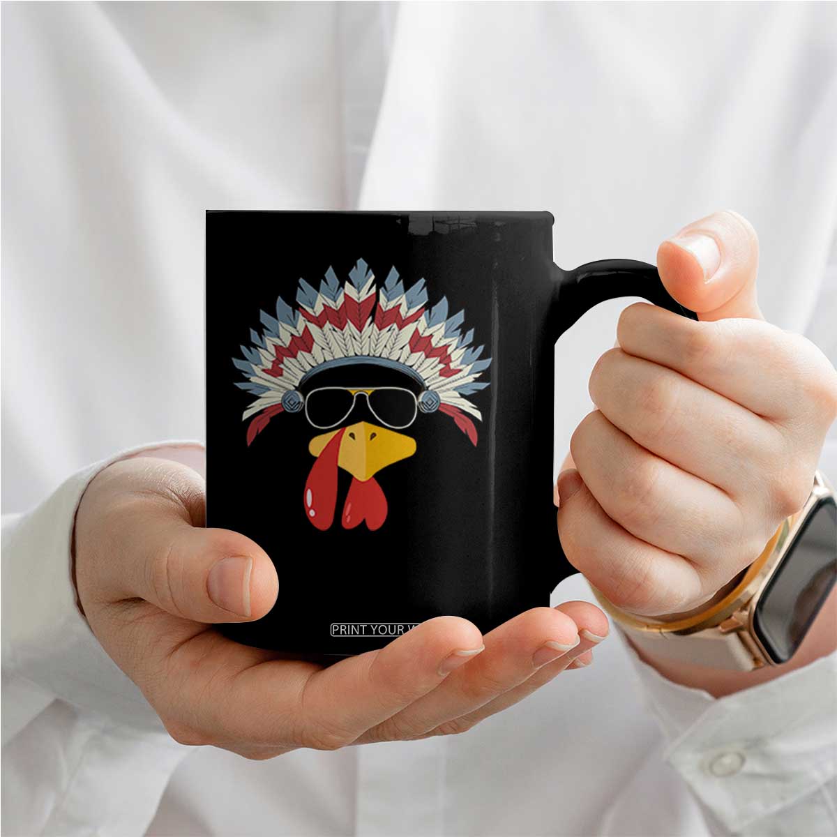 Funny Turkey Face Coffee Mug Thanksgiving Family Group Native American Costumes TS10 Print Your Wear