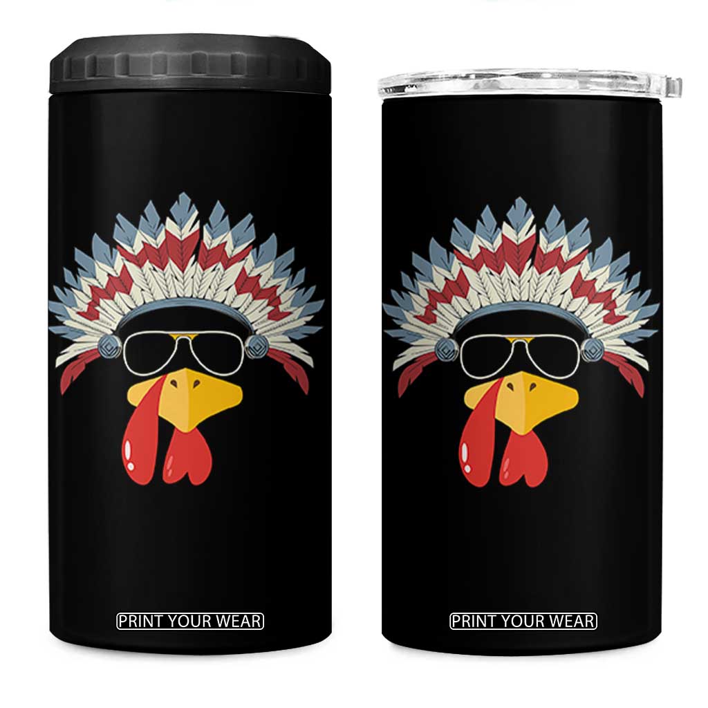 Funny Turkey Face 4 in 1 Can Cooler Tumbler Thanksgiving Family Group Native American Costumes TS10 One Size: 16 oz Black Print Your Wear