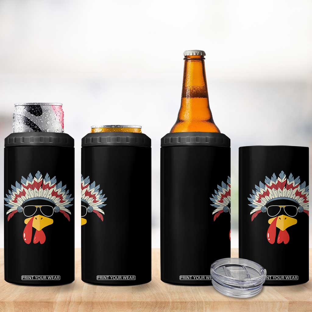 Funny Turkey Face 4 in 1 Can Cooler Tumbler Thanksgiving Family Group Native American Costumes TS10 Print Your Wear