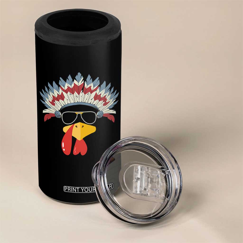 Funny Turkey Face 4 in 1 Can Cooler Tumbler Thanksgiving Family Group Native American Costumes TS10 Print Your Wear