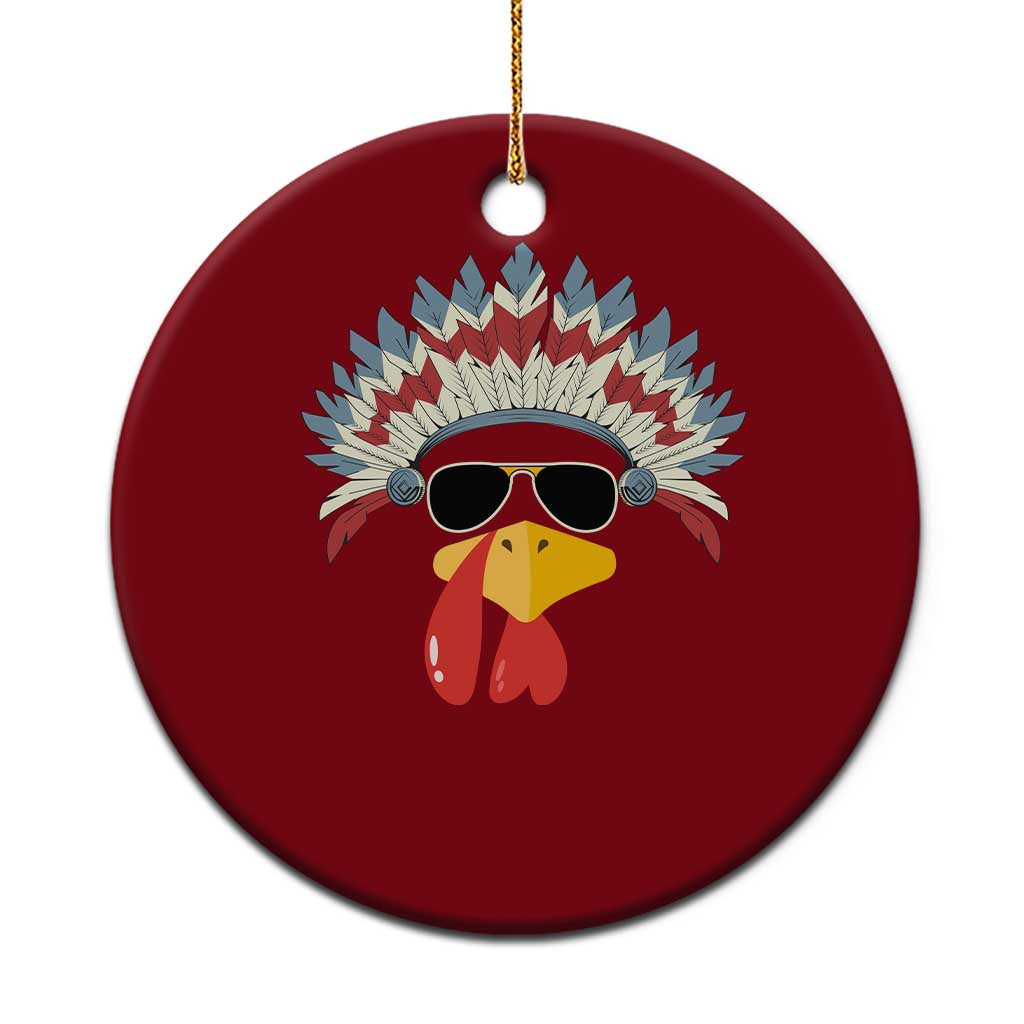 Funny Turkey Face Ceramic Ornament Thanksgiving Family Group Native American Costumes - Print Your Wear