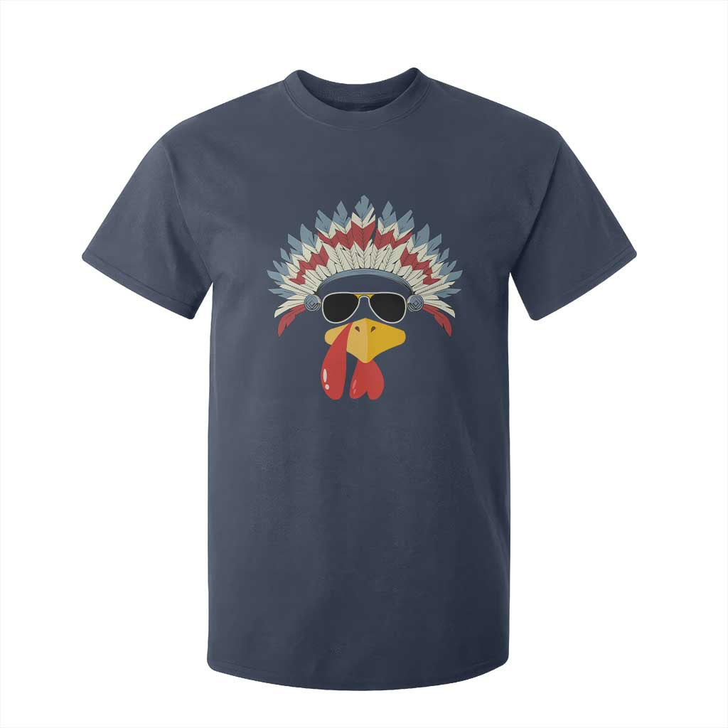 Funny Turkey Face T Shirt For Kid Thanksgiving Family Group Native American Costumes TS10 Navy Print Your Wear