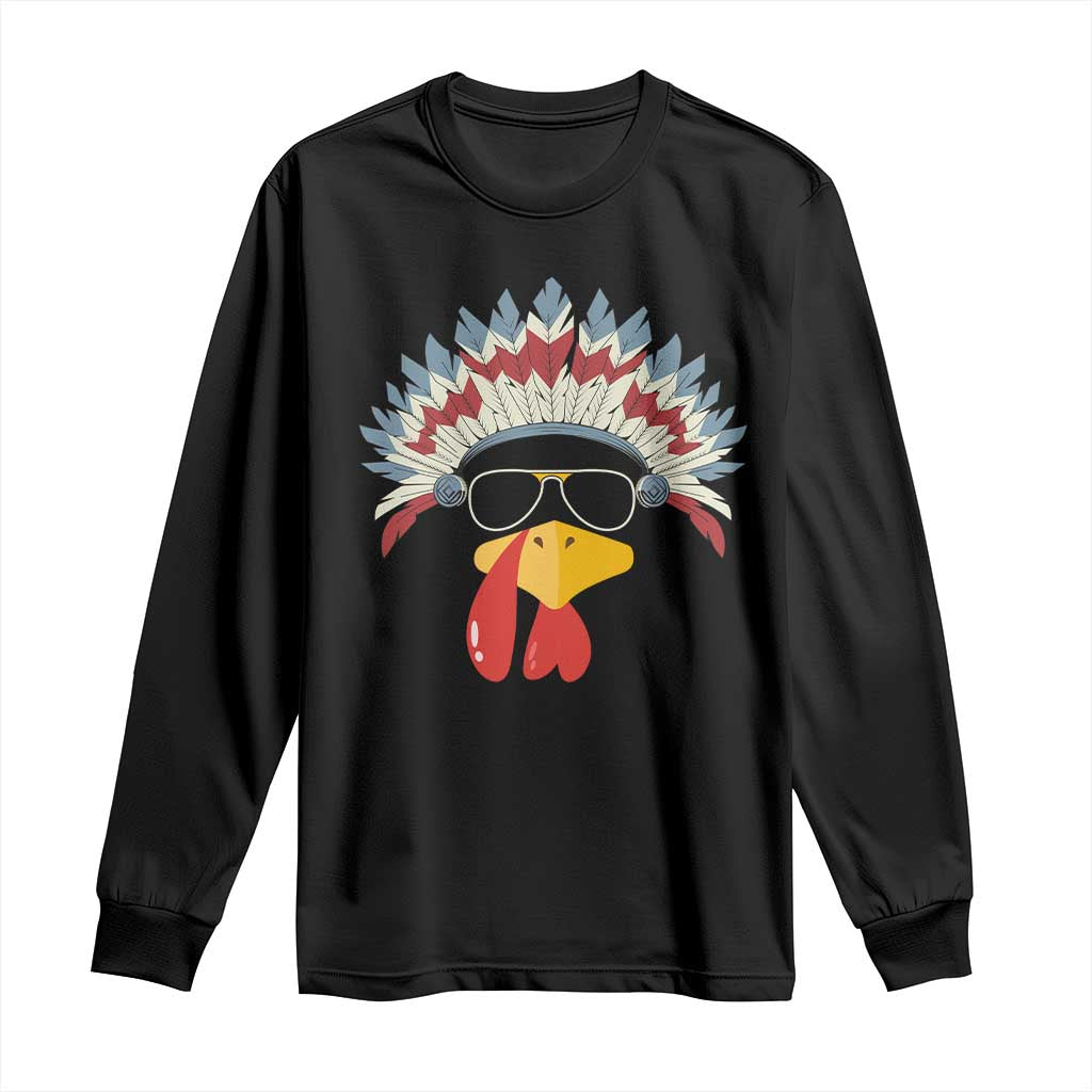 Funny Turkey Face Long Sleeve Shirt Thanksgiving Family Group Native American Costumes TS10 Black Print Your Wear