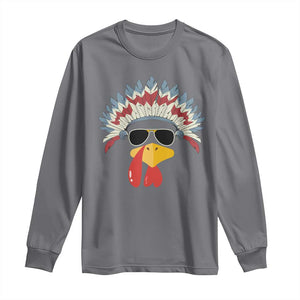 Funny Turkey Face Long Sleeve Shirt Thanksgiving Family Group Native American Costumes TS10 Charcoal Print Your Wear
