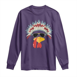 Funny Turkey Face Long Sleeve Shirt Thanksgiving Family Group Native American Costumes - Print Your Wear