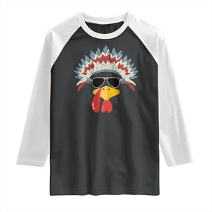 Funny Turkey Face Raglan Shirt Thanksgiving Family Group Native American Costumes TS10 Black White Print Your Wear