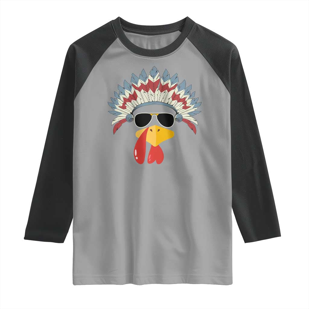Funny Turkey Face Raglan Shirt Thanksgiving Family Group Native American Costumes TS10 Sport Gray Black Print Your Wear