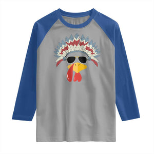 Funny Turkey Face Raglan Shirt Thanksgiving Family Group Native American Costumes TS10 Sport Gray Royal Print Your Wear