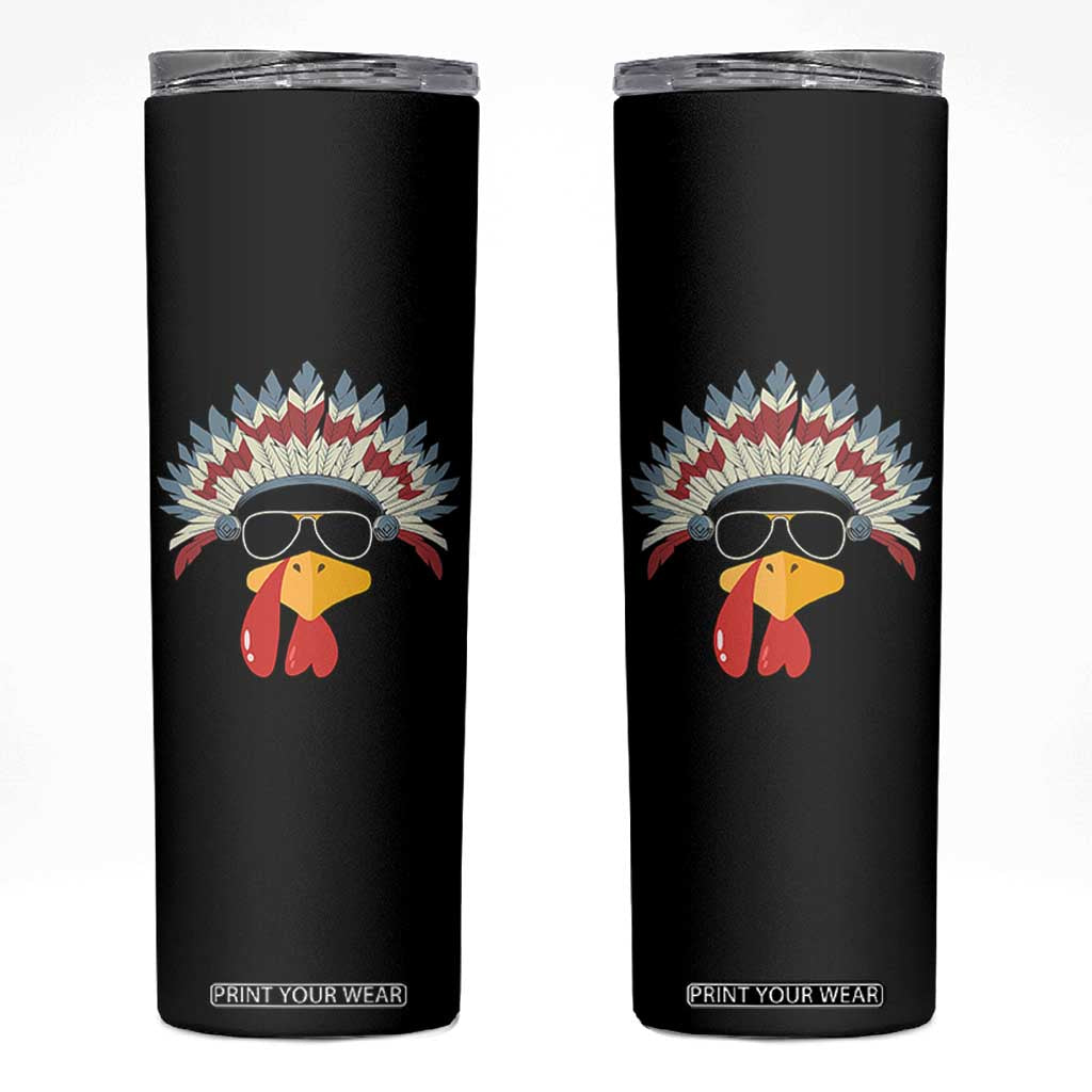 Funny Turkey Face Skinny Tumbler Thanksgiving Family Group Native American Costumes TS10 Black Print Your Wear