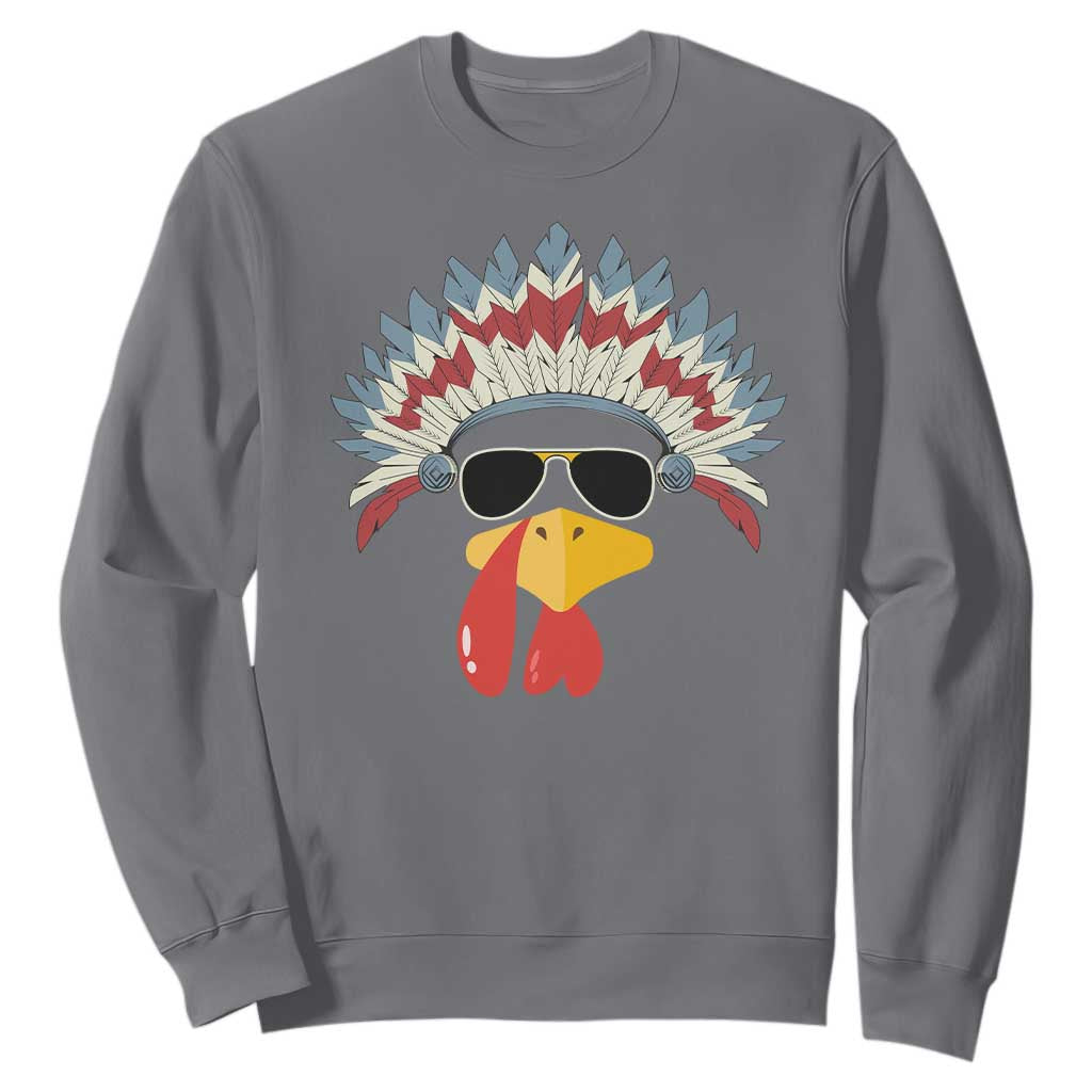 Funny Turkey Face Sweatshirt Thanksgiving Family Group Native American Costumes TS10 Charcoal Print Your Wear