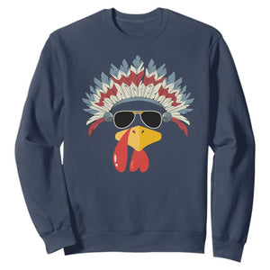 Funny Turkey Face Sweatshirt Thanksgiving Family Group Native American Costumes TS10 Navy Print Your Wear