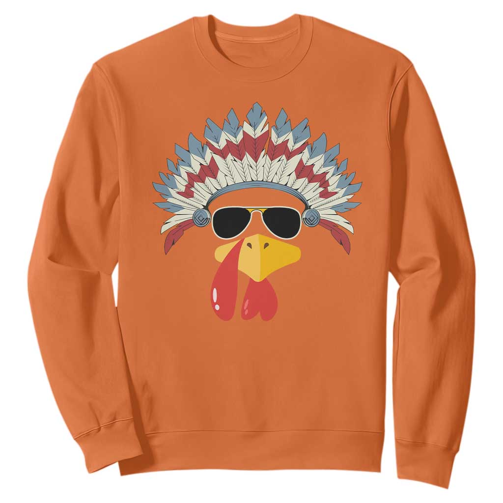 Funny Turkey Face Sweatshirt Thanksgiving Family Group Native American Costumes - Print Your Wear