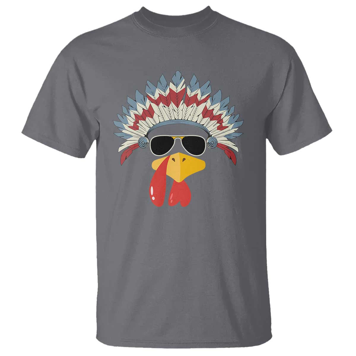 Funny Turkey Face T Shirt Thanksgiving Family Group Native American Costumes TS10 Charcoal Print Your Wear