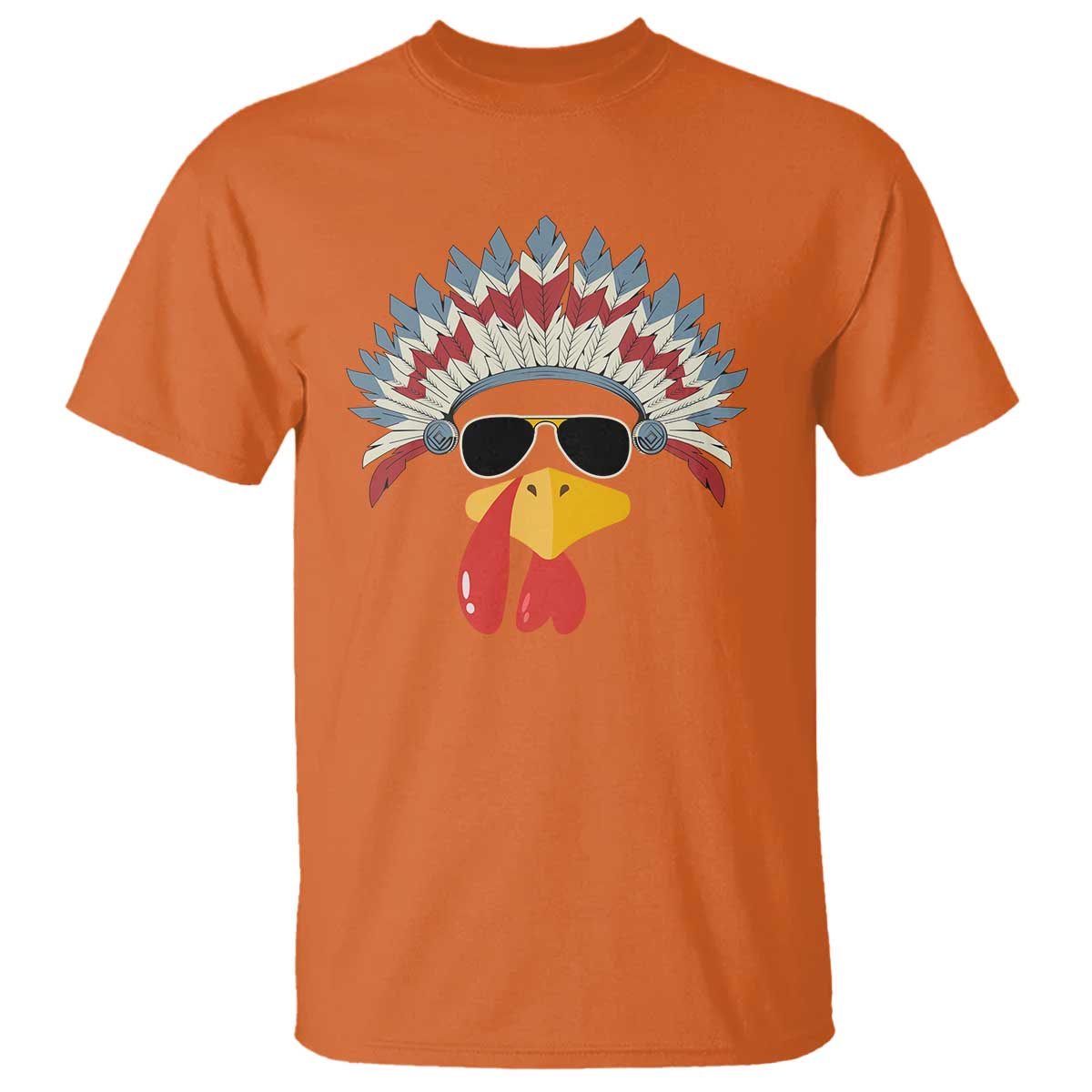 Funny Turkey Face T Shirt Thanksgiving Family Group Native American Costumes TS10 Orange Print Your Wear