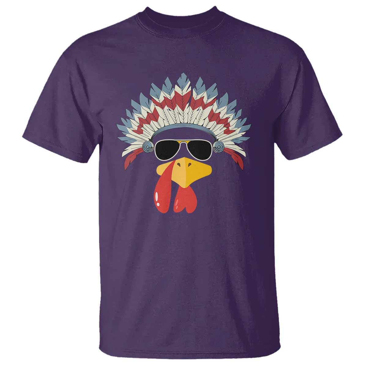 Funny Turkey Face T Shirt Thanksgiving Family Group Native American Costumes TS10 Purple Print Your Wear