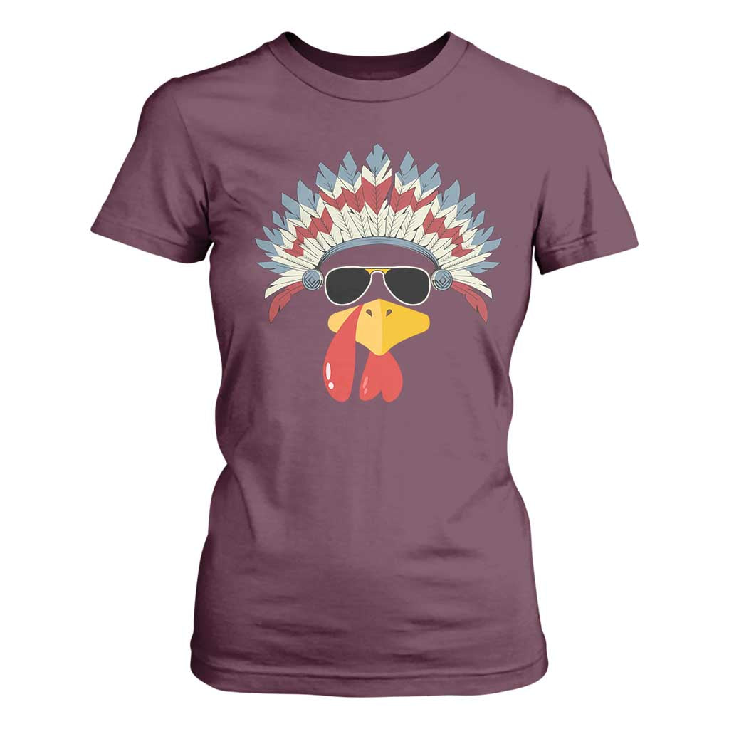 Funny Turkey Face T Shirt For Women Thanksgiving Family Group Native American Costumes TS10 Maroon Print Your Wear
