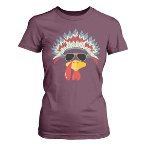 Funny Turkey Face T Shirt For Women Thanksgiving Family Group Native American Costumes TS10 Maroon Print Your Wear