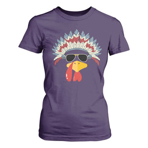 Funny Turkey Face T Shirt For Women Thanksgiving Family Group Native American Costumes TS10 Purple Print Your Wear