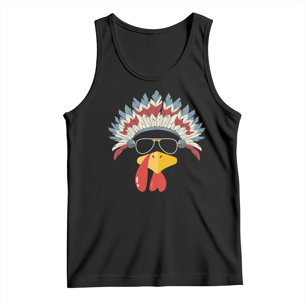 Funny Turkey Face Tank Top Thanksgiving Family Group Native American Costumes TS10 Black Print Your Wear