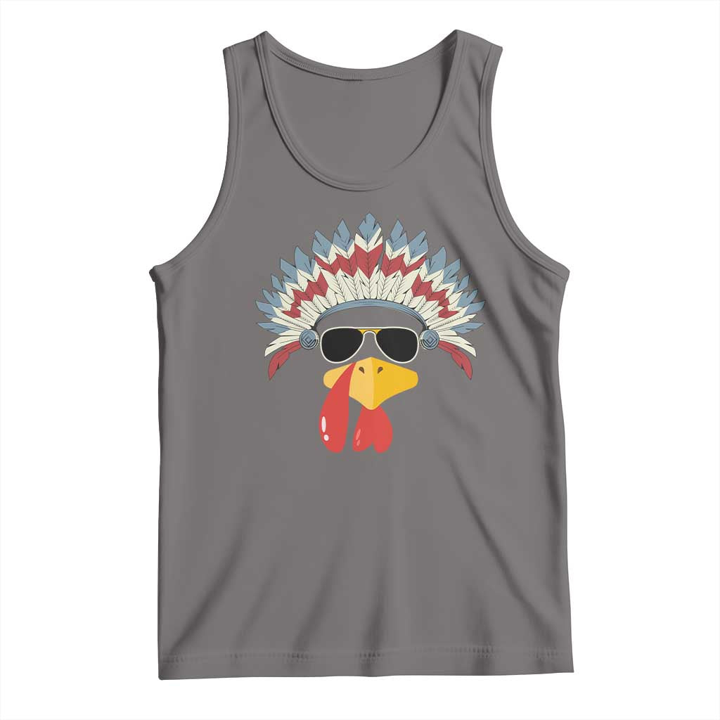 Funny Turkey Face Tank Top Thanksgiving Family Group Native American Costumes TS10 Deep Heather Print Your Wear