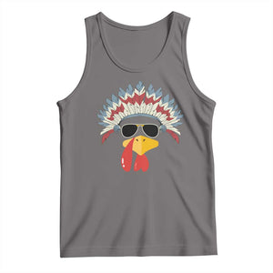 Funny Turkey Face Tank Top Thanksgiving Family Group Native American Costumes TS10 Deep Heather Print Your Wear