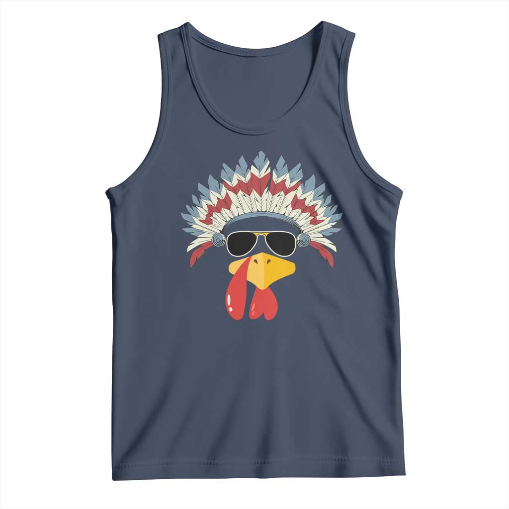 Funny Turkey Face Tank Top Thanksgiving Family Group Native American Costumes TS10 Navy Print Your Wear