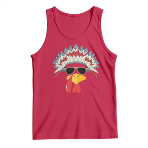 Funny Turkey Face Tank Top Thanksgiving Family Group Native American Costumes TS10 Red Print Your Wear