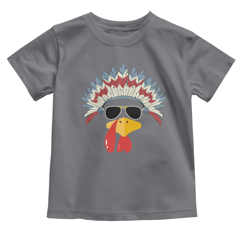 Funny Turkey Face Toddler T Shirt Thanksgiving Family Group Native American Costumes TS10 Charcoal Print Your Wear