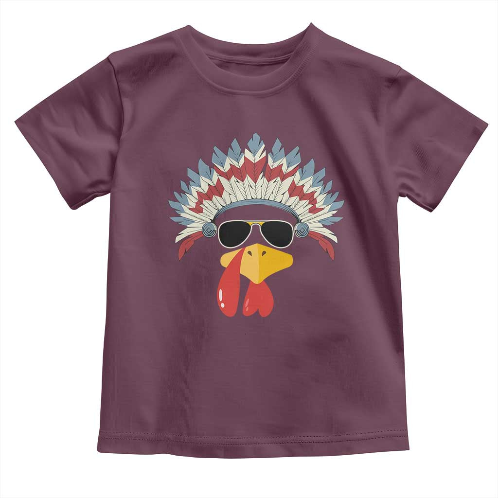 Funny Turkey Face Toddler T Shirt Thanksgiving Family Group Native American Costumes TS10 Maroon Print Your Wear