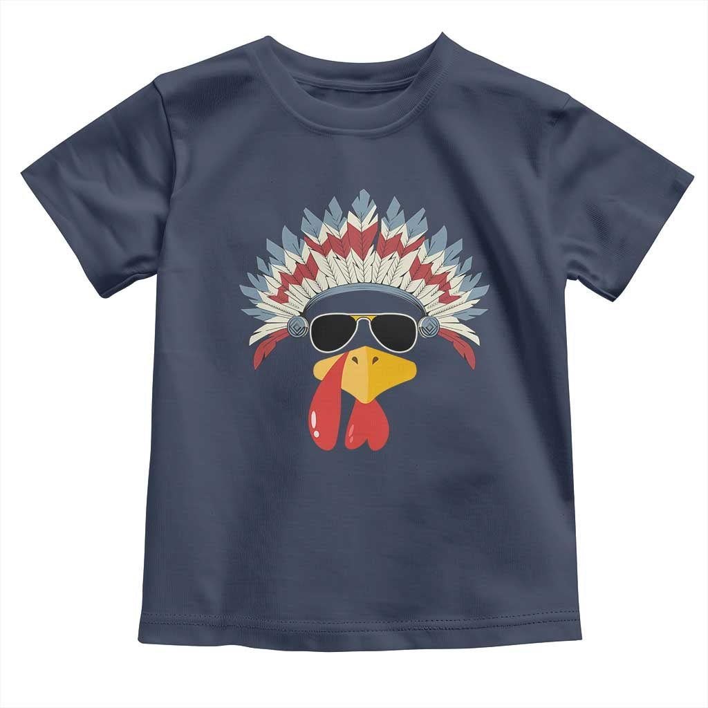 Funny Turkey Face Toddler T Shirt Thanksgiving Family Group Native American Costumes TS10 Navy Print Your Wear